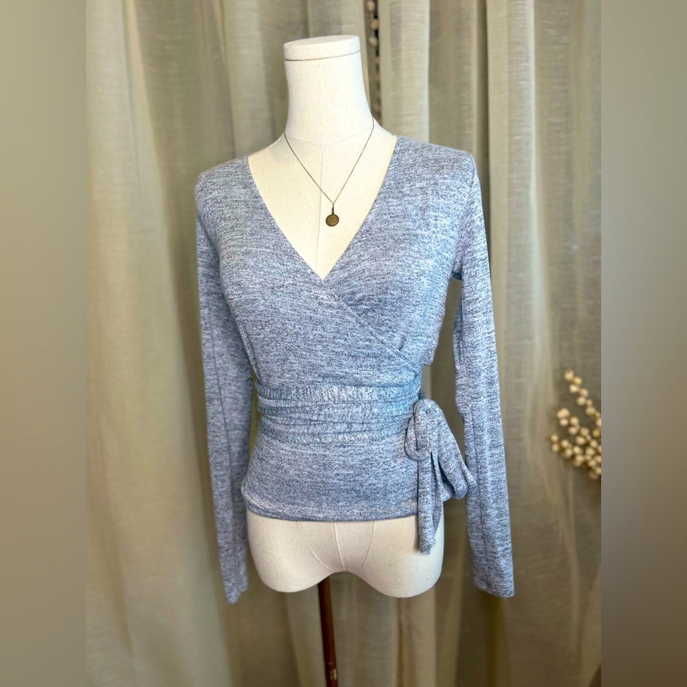 GAP Faux wrap Grey soft Jersey light sweater knit X-small